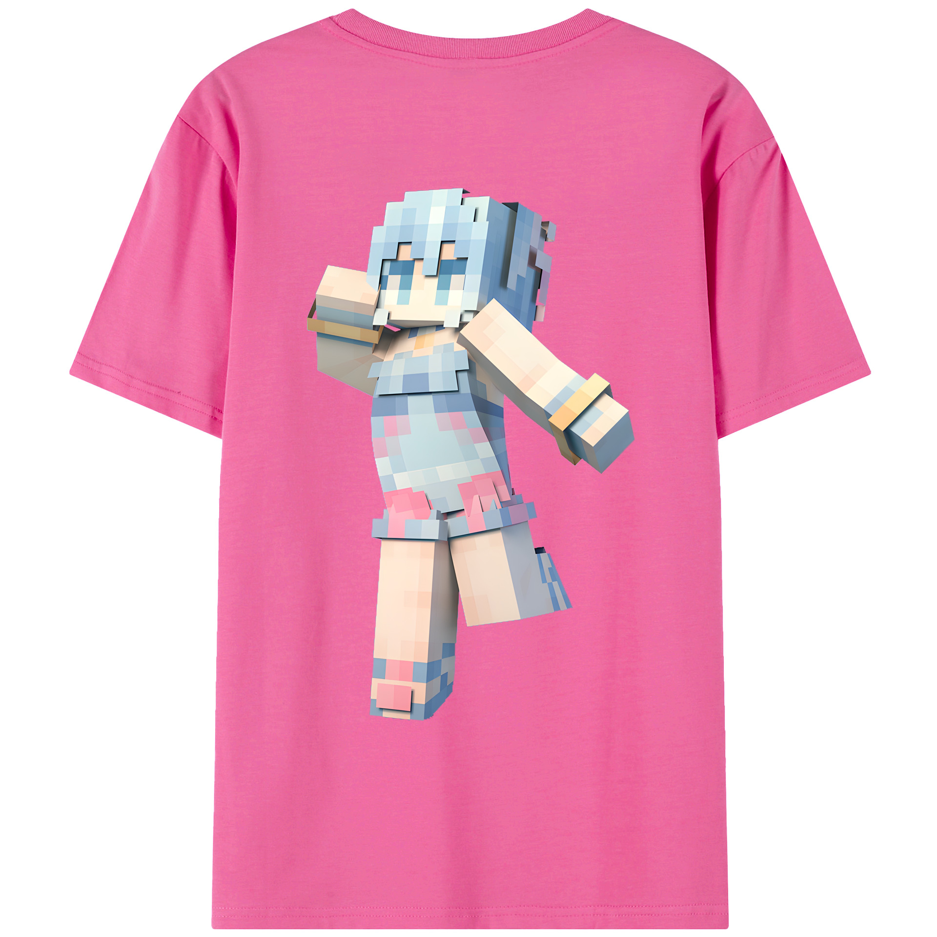 （画像用） マインクラフト ブロックの世界 Minecraft MC Block world レディース半袖Tシャツ(バックプリント)